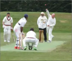  ??  ?? Action from the clash between Greystones and Dundalk CC.