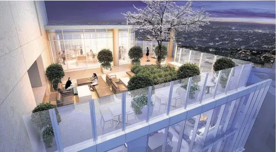  ?? Artist renderings courtesy of Munoz + Albin Architectu­re & Planning ?? An open-air party space will have walls of glass that are 8 feet tall, both for safety and to keep breezes to a minimum.