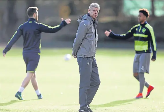  ??  ?? Arsene Wenger prepares his Arsenal team for tonight’s Champions League clash with Paris St Germain.