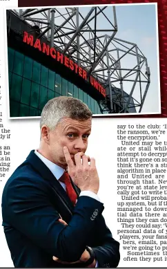  ??  ?? Plenty to ponder: It’s been a struggle on the pitch for Ole this season, now there are real off-field worries