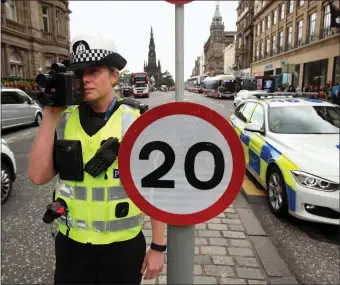  ??  ?? A 20mph zone was introduced in Edinburgh city centre last year and police used speed cameras to catch drivers breaking the limit. But police have warned its officers cannot be the only means of enforcing the limits.