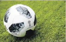  ?? ALEYEV YEGOR TASS ?? A Telstar 18 soccer ball is seen on the pitch of Kazan Arena Stadium, a venue for World Cup matches.