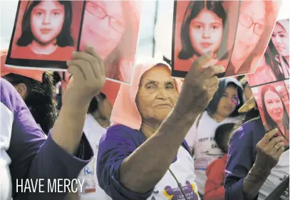  ?? Picture: AFP ?? Women march during the commemorat­ion of the Internatio­nal Day for the Eliminatio­n of Violence Against Women in San Salvador, El Salvador, on Monday.