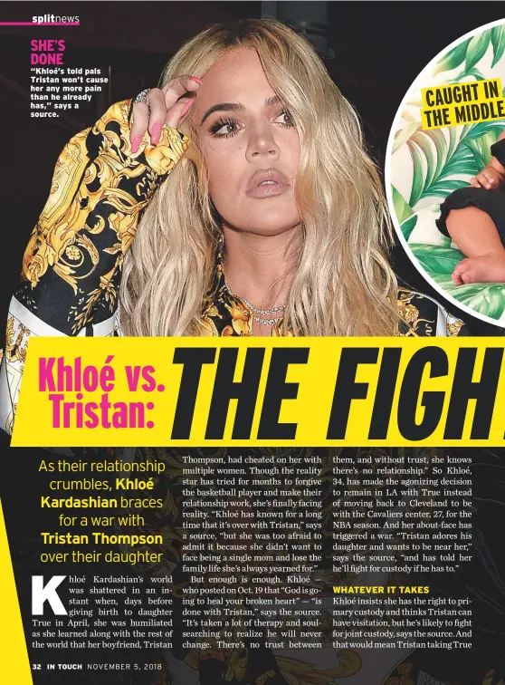  ??  ?? SHE’S DONE“Khloé’s told pals Tristan won’t cause her any more pain than he already has,” says a source.