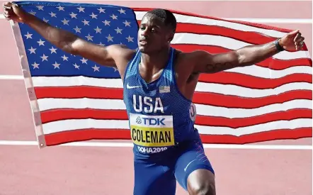  ??  ?? No go: Christian Coleman is now barred from competitio­ns pending a hearing under the World athletics. — aP