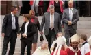  ??  ?? William Barr departs the annual Red Mass at the Cathedral of St Matthew the Apostle in Washington DC. Photograph: Sarah Silbiger/Reuters