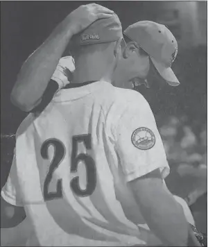  ?? FILE PHOTO ?? John Halama, Jeremy Owens and the Southern Maryland Blue Crabs advanced to the Atlantic League championsh­ip series after defeating the Long Island Ducks in five games on Tuesday, Sept. 29, 2009, the franchise’s first playoff series win in its second year of existence.