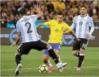 ?? — Reuters ?? Brazil’s Philippe Coutinho in action during the match against Argentina in Melbourne.