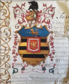  ??  ?? The coat of arms of John Grogan, Johnstown’s owner from 1724 to 1783.