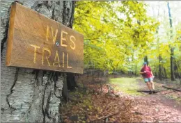  ?? Hearst Connecticu­t Media file photo ?? The start of the Charles Ives Trail in Danbury as it runs through Tarrywile Park in 2014. According to local officials, a new section of the Ives Trail could be coming to a city preserve on Long Ridge Road under a new state grant.