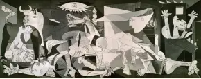  ??  ?? RAEDSEL Picassos Guernica (tv.) skildrer den baskiske by efter bombningen i 1937.
