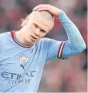  ?? AFP ?? Man City’s Erling Haaland reacts during the game against Man United.
