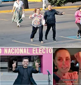  ?? ?? ▮
Los candidatos Xóchitl Gálvez y Jorge Álvarez Máynez en la sede del INE, donde recorriero­n el set para el debate presidenci­al, mientras Claudia Sheinbaum subió un video a redes sociales.