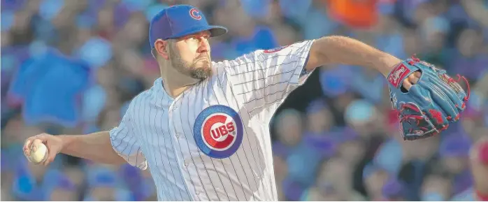 ?? | GETTY IMAGES ?? Jason Hammel, who had a 5.10 ERA in the second half last season, changed his diet and workout routine and dropped 20 pounds. He also made some mechanical adjustment­s that should help his delivery.