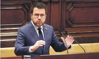  ?? QUIQUE GARCÍA / EFE ?? Pere Aragonès, durante su intervenci­ón en el Parlament.