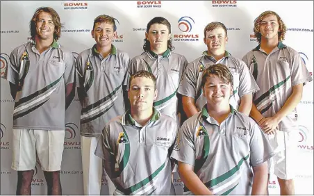  ??  ?? Zone 4 champions: back, Tom Ashley (Trangie), Rhys Hughes (Grenfell), Tom Rich (Mudgee), Lachlan Thompson (Gulgong), James Robinson (Club Dubbo), front, Cooper Mcmullen (Dubbo Macquarie) and Sam Bowman (Coonabarab­ran). PHOTO: DUBBO PHOTO NEWS/KEN SMITH