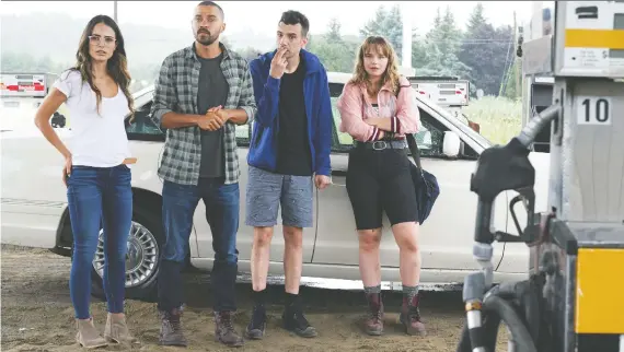  ??  ?? Random Acts of Violence, an old-fashioned slasher flick directed by Jay Baruchel, second from right, is part of the Calgary Undergroun­d Film Festival’s drive-in features.
