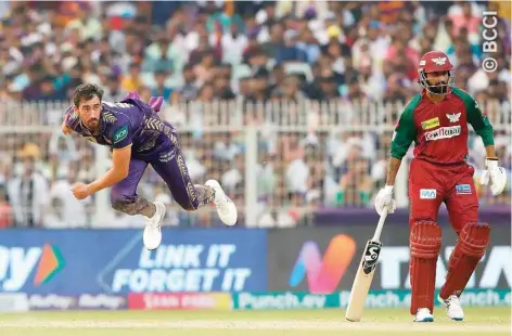  ?? ?? Mitchell Starc of Kolkata Knight Riders bowls a delivery against Lucknow Super Giants.