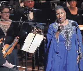  ?? YALONDA ?? Angela Brown performs during the MLK50 Luminary Awards Concert at Cannon Center for the Performing Arts Monday, April 2, 2018, in Memphis, Tenn. M. JAMES / THE COMMERCIAL APPEAL