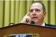  ?? Susan Walsh / Associated Press ?? House Intelligen­ce Committee Chairman Adam Schiff, D-Calif., played down the prospects of removing the president through impeachmen­t.