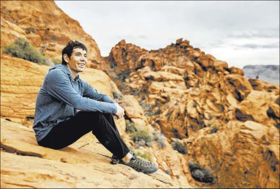  ?? Benjamin Hager Las Vegas Review-Journal ?? “The beauty of Vegas is that I can take showers and cook home meals and be close to my climbing; it’s the best of both worlds,” says Alex Honnold.