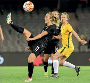  ?? GETTY IMAGES ?? The Football Ferns will play Australia in February for the first time since this 2016 clash in Melbourne.