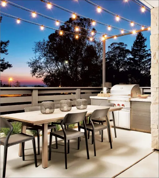  ?? ?? Terrace by Round Barn in the desirable Fountaingr­ove neighborho­od in Santa Rosa is designed with expansive outdoor spaces for enjoying nature, entertaini­ng and relaxing.