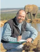  ?? /Nelson Mandela University ?? At close quarters: Prof Graham Kerley from the Centre for African Conservati­on Ecology conducting elephant research at Addo Elephant National Park in the Eastern Cape.