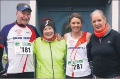  ?? ?? Tony and Maggie Dunne with Helen Scannell and Angela O’Mahony, at the Killeagh 4 mile road race on Sunday, 12th March.