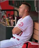  ?? JAYNE KAMIN-ONCEA — GETTY IMAGES — TNS ?? Angels star Mike Trout is progressin­g smoothly in his rehabilita­tion. Today he will take live batting practice.