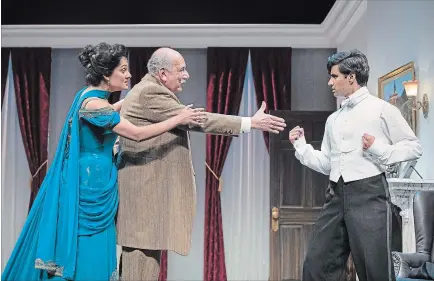  ?? EMILY COOPER
SHAW FESTIVAL ?? From left, Krystal Kiran, David Adams and Shawn Ahmed star in the first half of the Bernard Shaw comedy Of Marriage and Men, which plays at the Royal George Theatre until September.