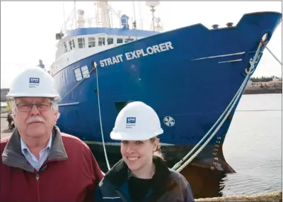  ?? AARON BESWICK PHOTO ?? Les MacIntyre, founder of Superport Marine Services Ltd, with his daughter Grace, business developmen­t manager for the Port Hawkesbury based marine services and exploratio­n company that does extensive work in Arctic.