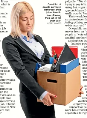  ?? GETTY IMAGES ?? One-third of people surveyed either lost their job or lived in
fear of losing their job in the
past year.