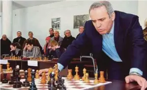  ?? AFP PIC ?? Garry Kasparov, who became the youngest world champion ever at age 22 in 1985, is now 54, more than a decade past the age when profession­al chess players retire.