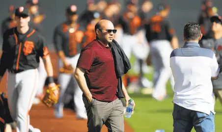  ?? Alex Trautwig / MLB Photos via Getty Images ?? Farhan Zaidi, the Giants’ president of baseball operations, figures to be busy this year with or without a baseball season.