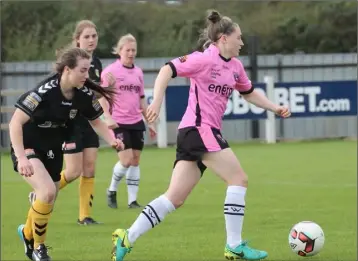  ??  ?? Becky Cassin of Wexford Youths Women on the move during Sunday’s easy dismissal of Kilkenny.