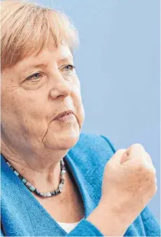 ?? FOTO: MICHAEL KAPPELER/DPA ?? Bundeskanz­lerin Angela Merkel (CDU) wird in Sachen Nord Stream 2 deutlicher.