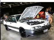  ??  ?? This hectic VL Commodore has been given the royal treatment by the team at Sinco, who have bolted a big Holset HRC40RS turbo onto the essential Sinco manifold, with a cool intake plenum and piping also fabricated to suit the RB30 set-up. While that...
