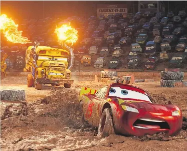  ?? DISNEY-PIXAR STUDIOS ?? Pixar effects supervisor Jon Reisch, along with two colleagues, spent six months working full-time on creating the mud for the Thunder Hollow Speedway demolition derby scene.