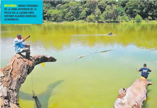  ??  ?? RECURSO. VARIAS PERSONAS DE LA ZONA DEPENDEN DE LA PESCA EN LA LAGUNA PARA OBTENER ALGUNOS INGRESOS ECONÓMICOS.