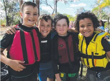  ??  ?? OUTDOOR FUN: Jack Rix, Isaac Lukin, Leo Magri and Lewis Yip at the Holy Cross School Year 5 camp.