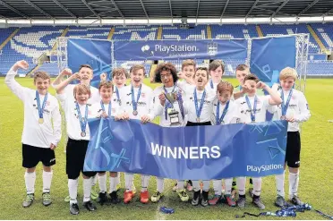  ??  ?? Stanley High School’s U13 football team is celebratin­g national glory after winning the English Schools’ FA Under 13 PlayStatio­n Schools’ Cup for ‘B’ Teams.