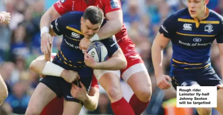  ??  ?? Rough ride: Leinster fly-half Johnny Sexton will be targetted