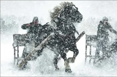  ?? ARMIN WEIGEL/ AGENCE FRANCE-PRESSE ?? Participan­ts in a horse-drawn sleigh race ride through the snow in Rinchnach, southern Germany, last week.