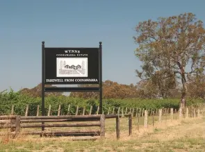  ??  ?? Above: the sign for Wynns Coonawarra Estate shows Richard BeckÕs famous woodcut