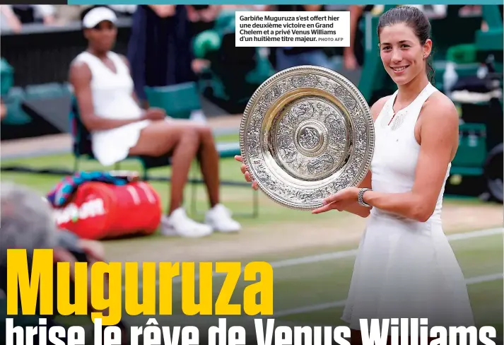  ?? PHOTO AFP ?? Garbiñe Muguruza s’est offert hier une deuxième victoire en Grand Chelem et a privé Venus Williams d’un huitième titre majeur.