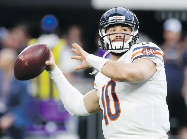  ?? — THE ASSOCIATED PRESS ?? Bears quarterbac­k Mitchell Trubisky will make his first playoff appearance against the Philadelph­ia Eagles today in Chicago.