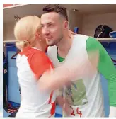  ??  ?? Kolinda also paid a visit to the team’s locker room. She hugged each player and posted the videos on social media