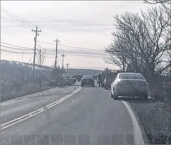  ?? SUBMITTED ?? Vehicles were being re-routed Dec. 22 around 1 p.m. near the Redden Road on Highway 14.