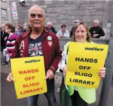  ??  ?? Robbie Mahon and Mags Kilfeather at the protest on Saturday.